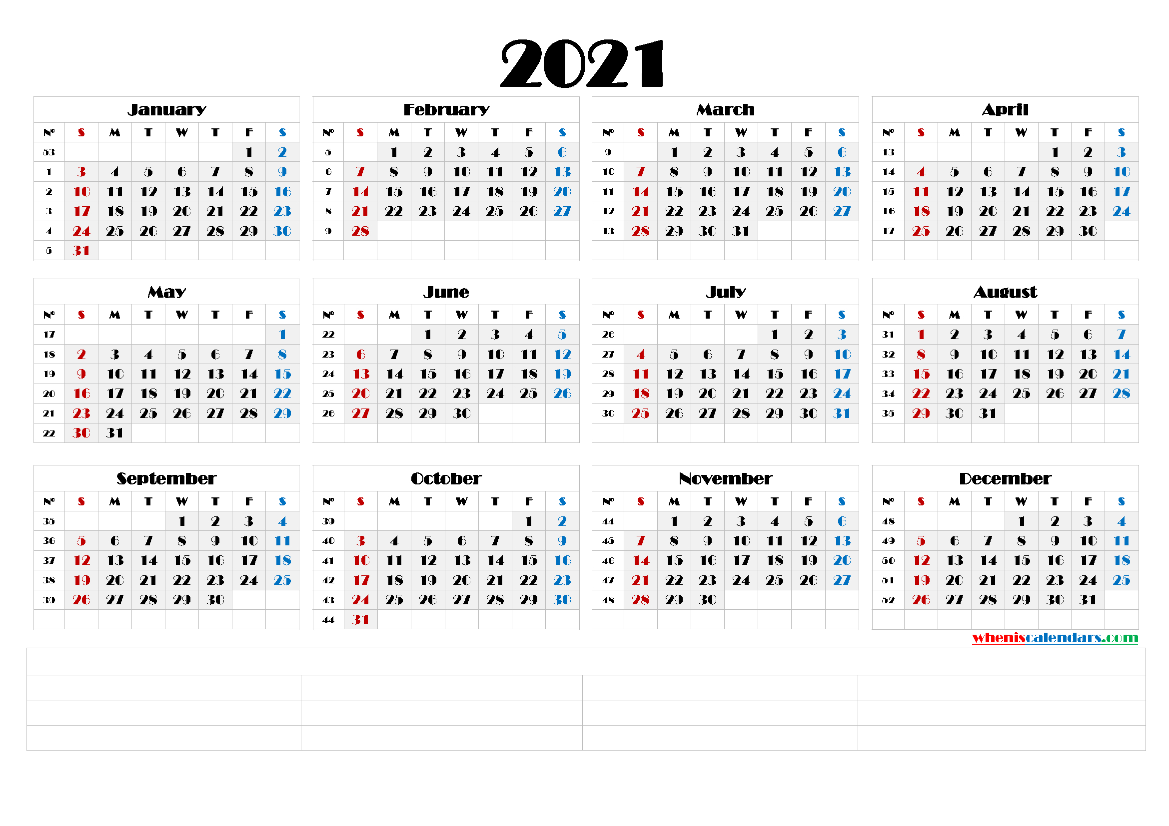 2021 Yearly Calendar Template Word 6 Templates