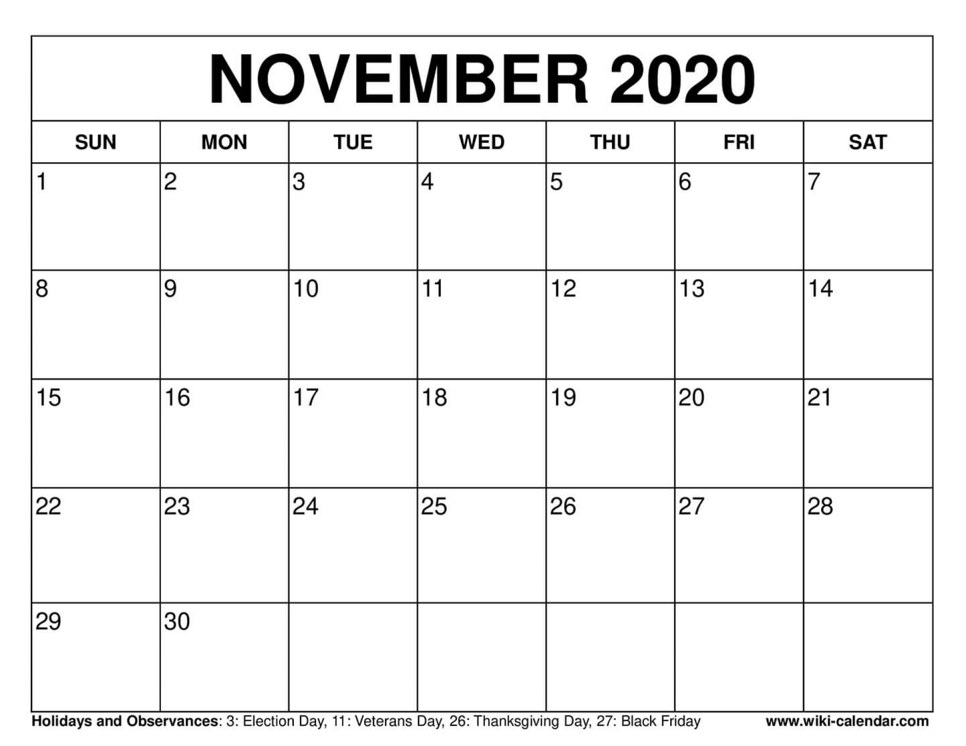 30 Day Calendar Template Addictionary