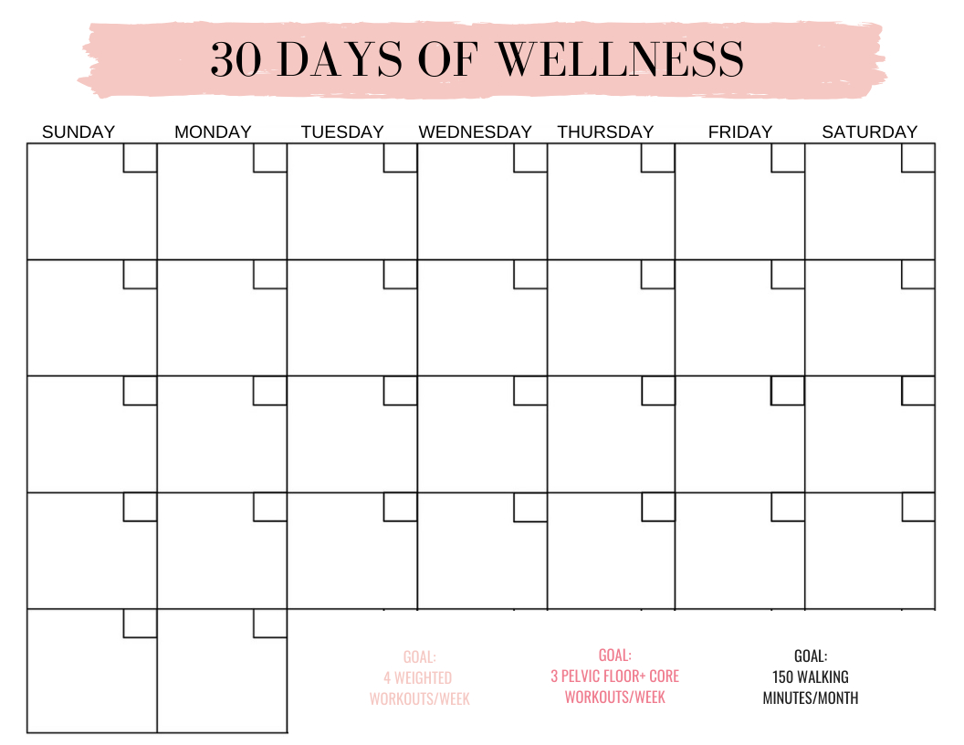 30 Days Of Wellness Blank Calendar Lauren Gleisberg
