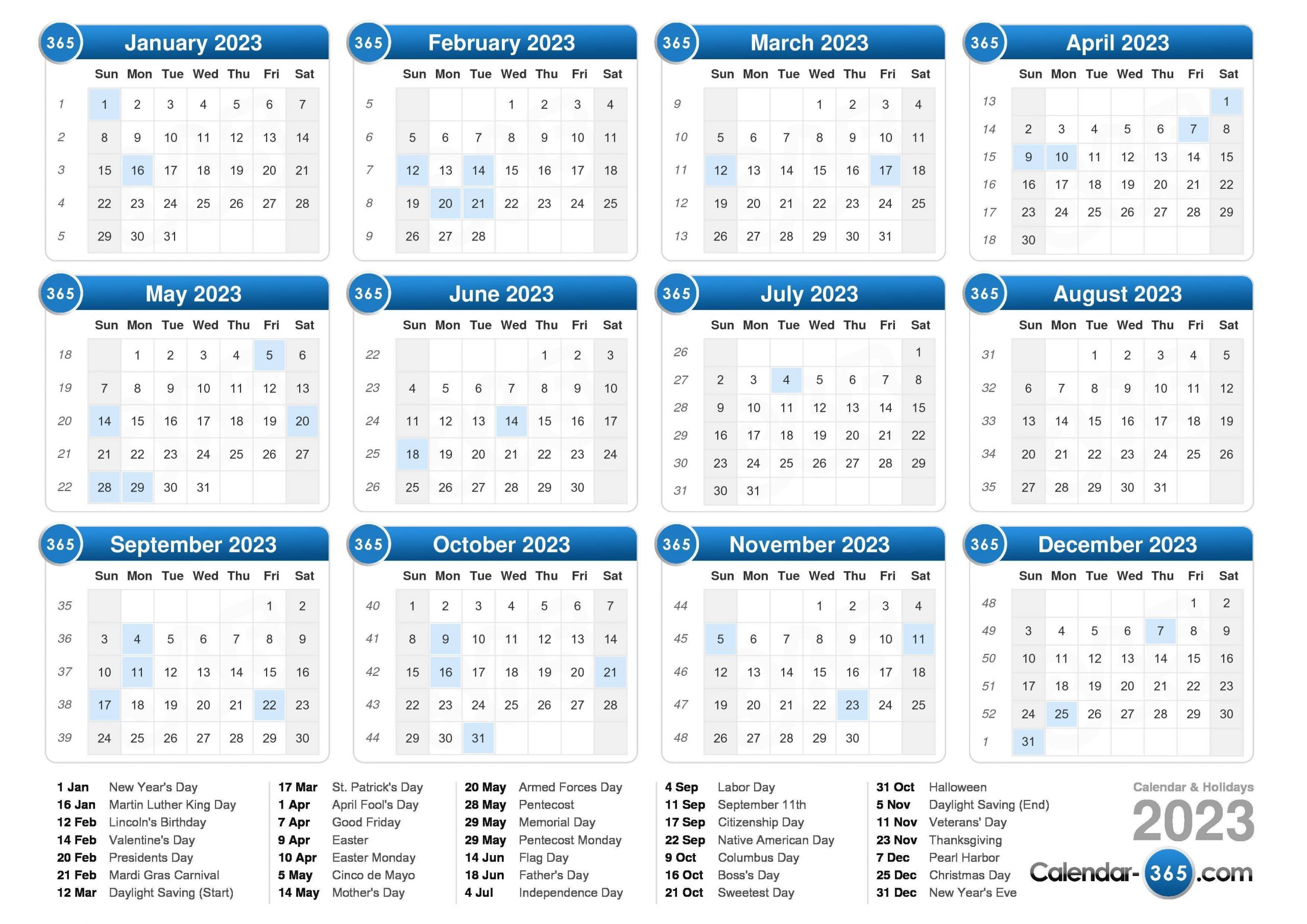 5 Year Calendar 2019 To 2023 Printable Free Calendar