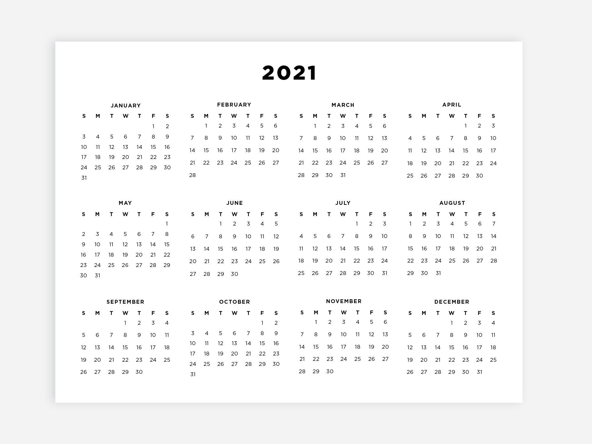 8 5x11 printable 2021 calendar letter calendar 2021 year