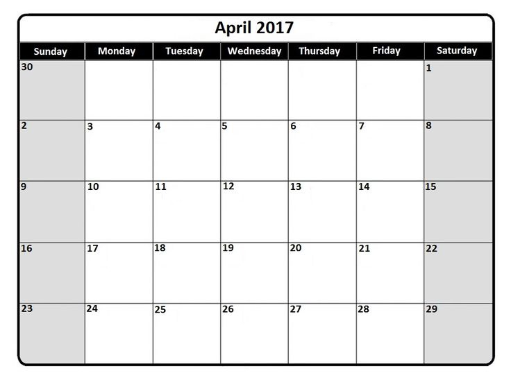 April 2017 Monthly Calendar Printable Monthly Calendar Printable Free Printable Calendar