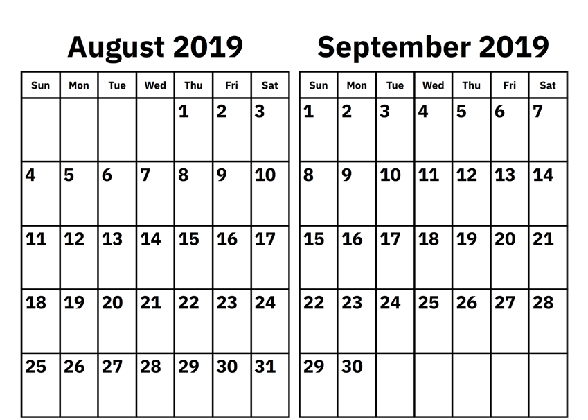 Aug Sept Oct 2019 Calendar September Calendar Calendar