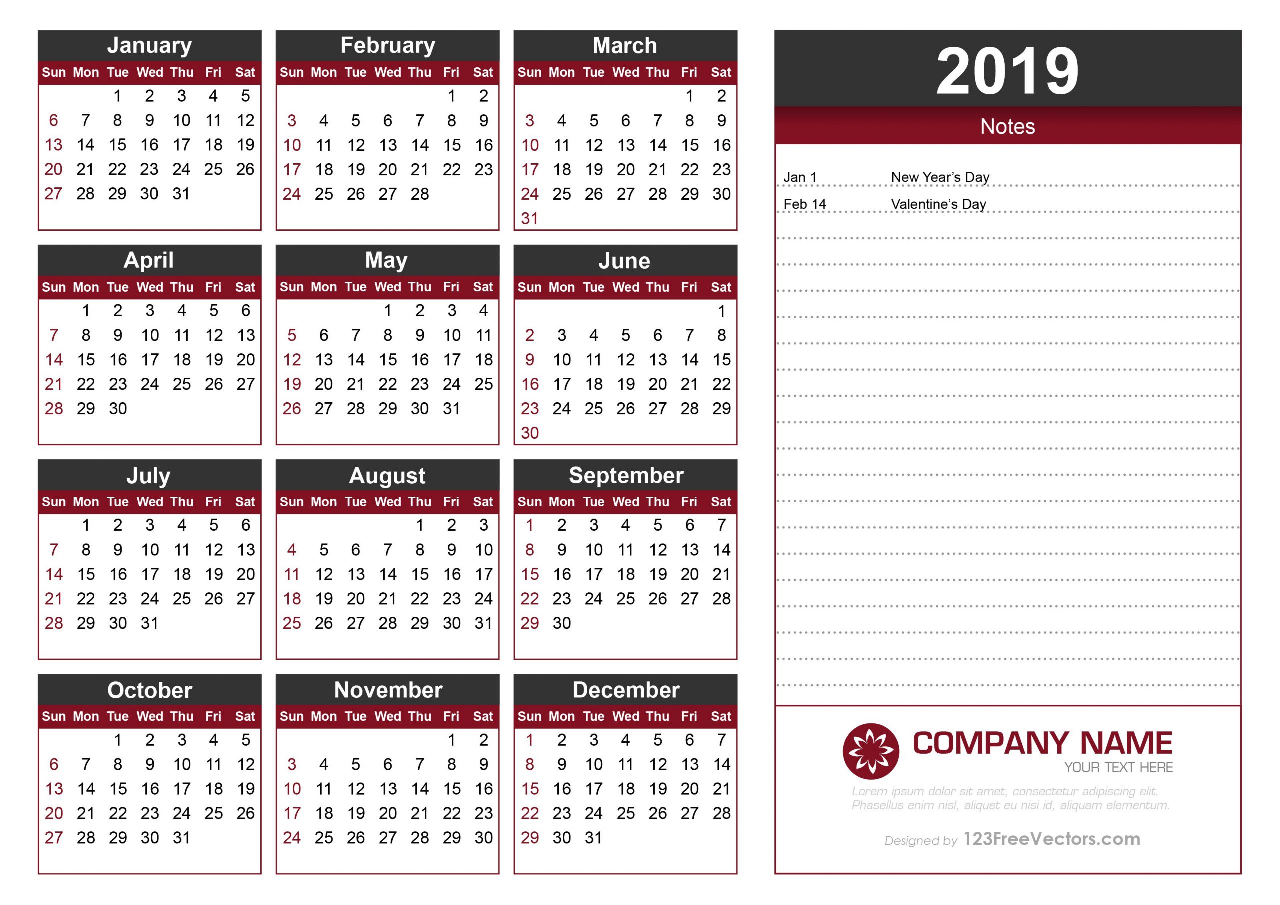 Calendar 10 2019 Free Calendar Template
