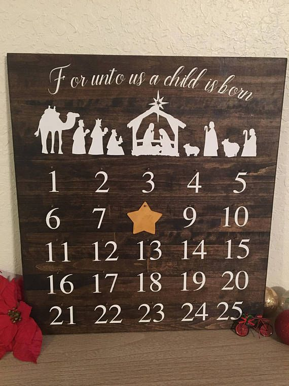 Christmas Countdown Sign For Unto Us A Child Is Born