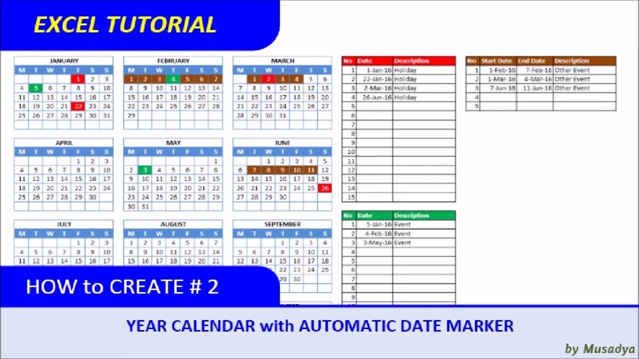 color coded calendar in excel calendar template 2021