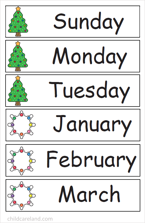 december number tracing calendar