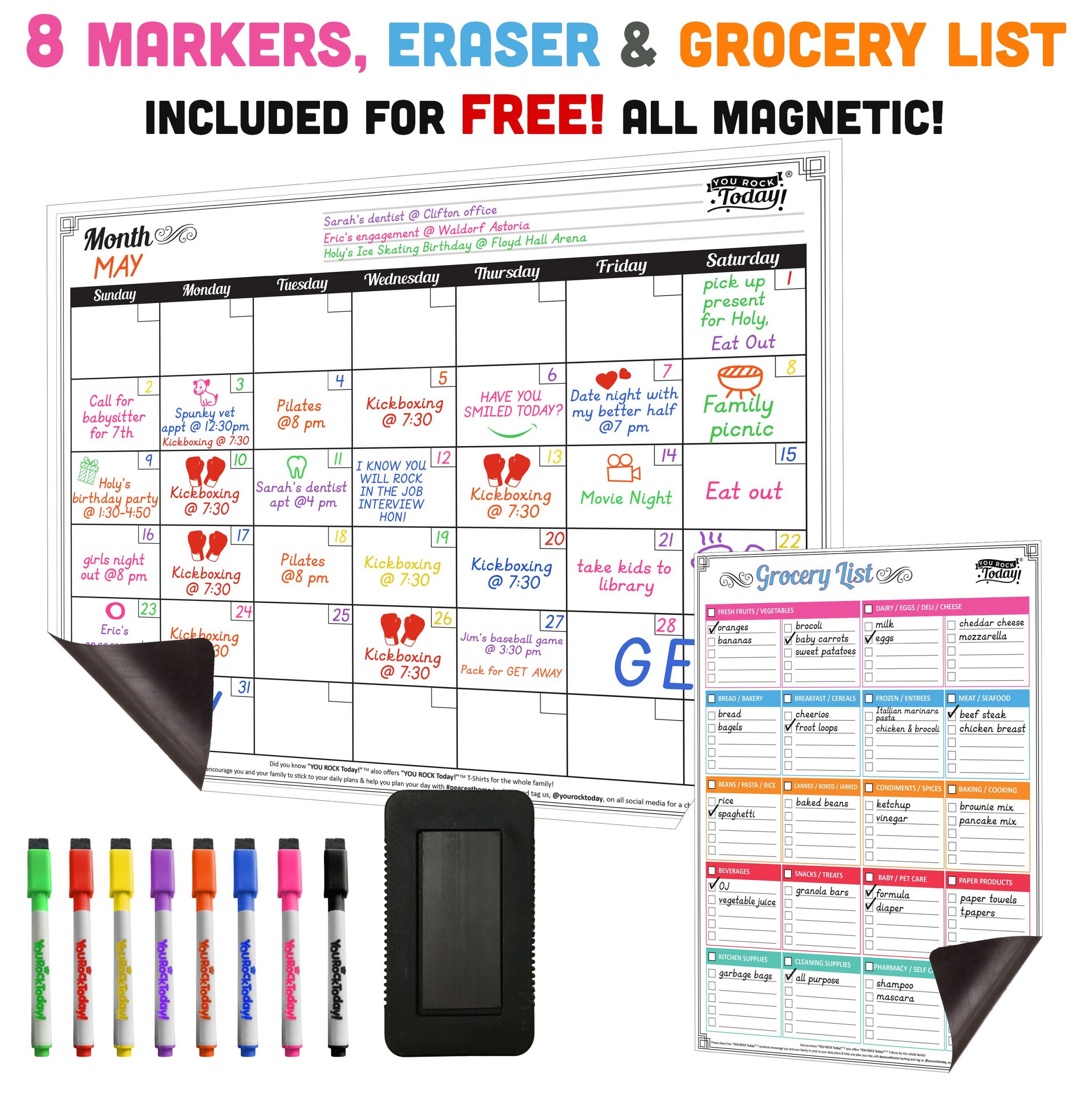 Dry Erase Magnetic Monthly Calendar 17 X 13 And Grocery