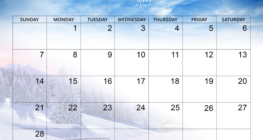 February 2021 Calendar Printable Vertical 2021 Calendar