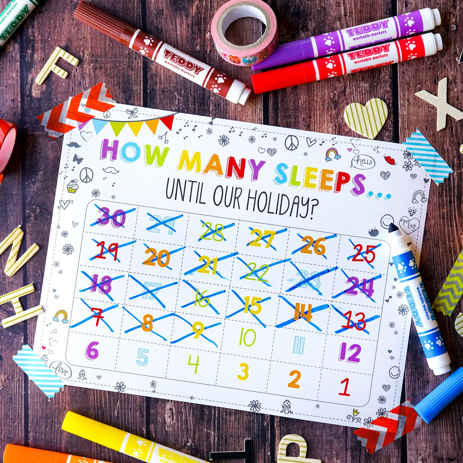 Free How Many Sleeps Countdown Calendar Countdown