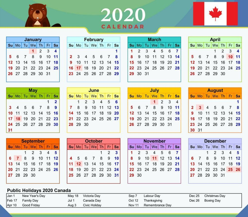 Free Printable 2021 Calendar With Canadian Holidays 2021