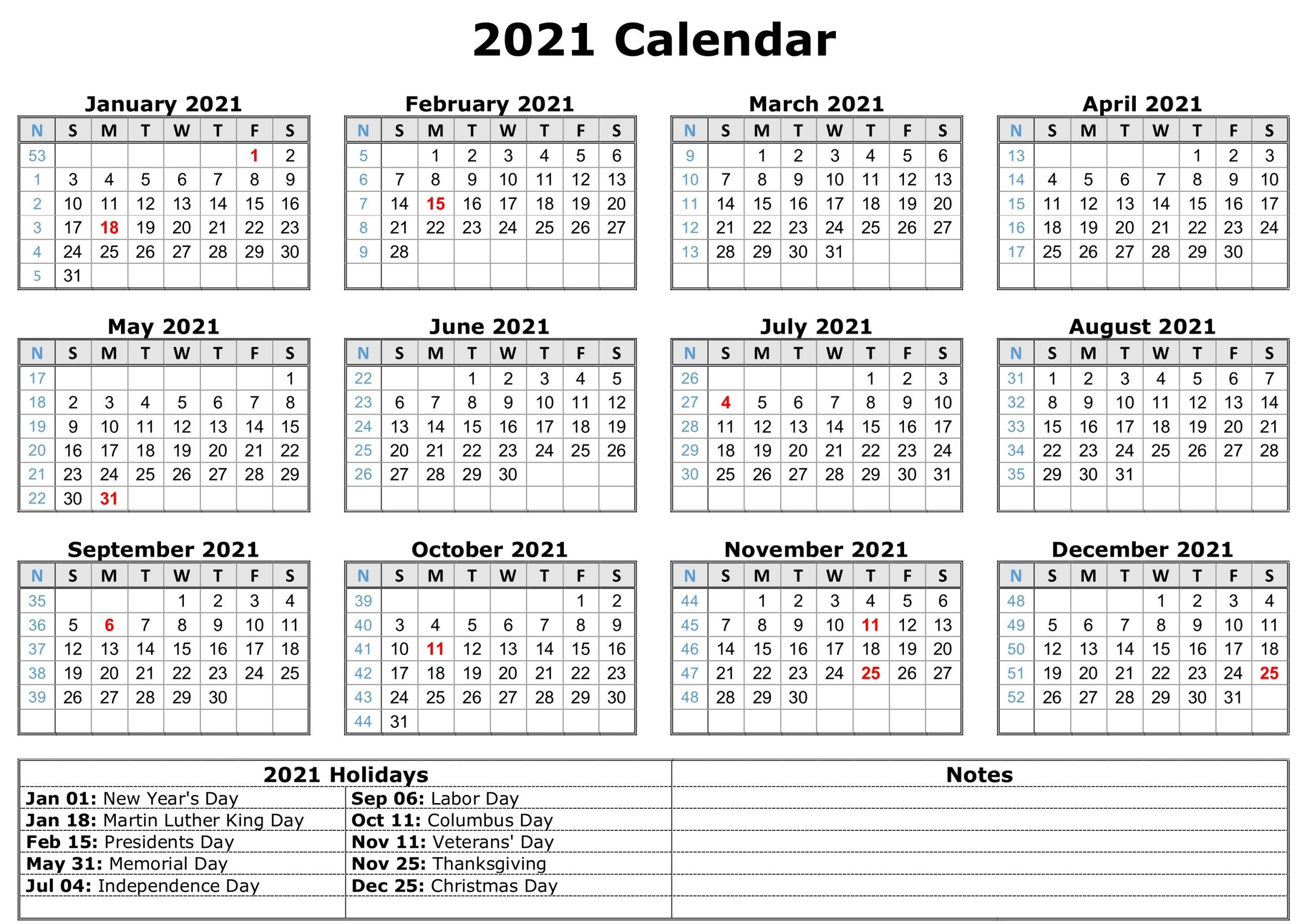Free Printable 2021 Calendar With Canadian Holidays
