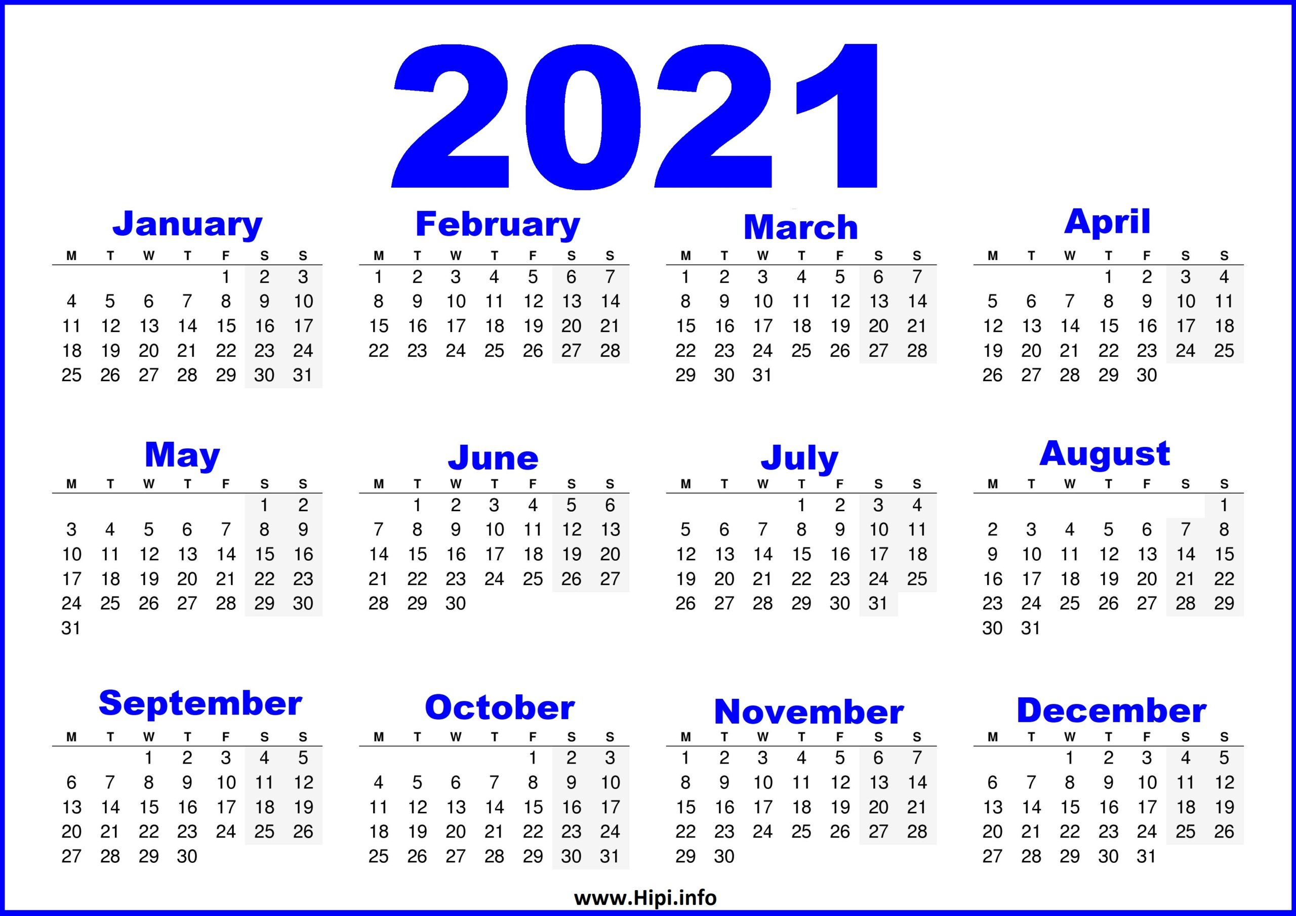 Free Printable Calendar 2021 Uk Blue Hipi
