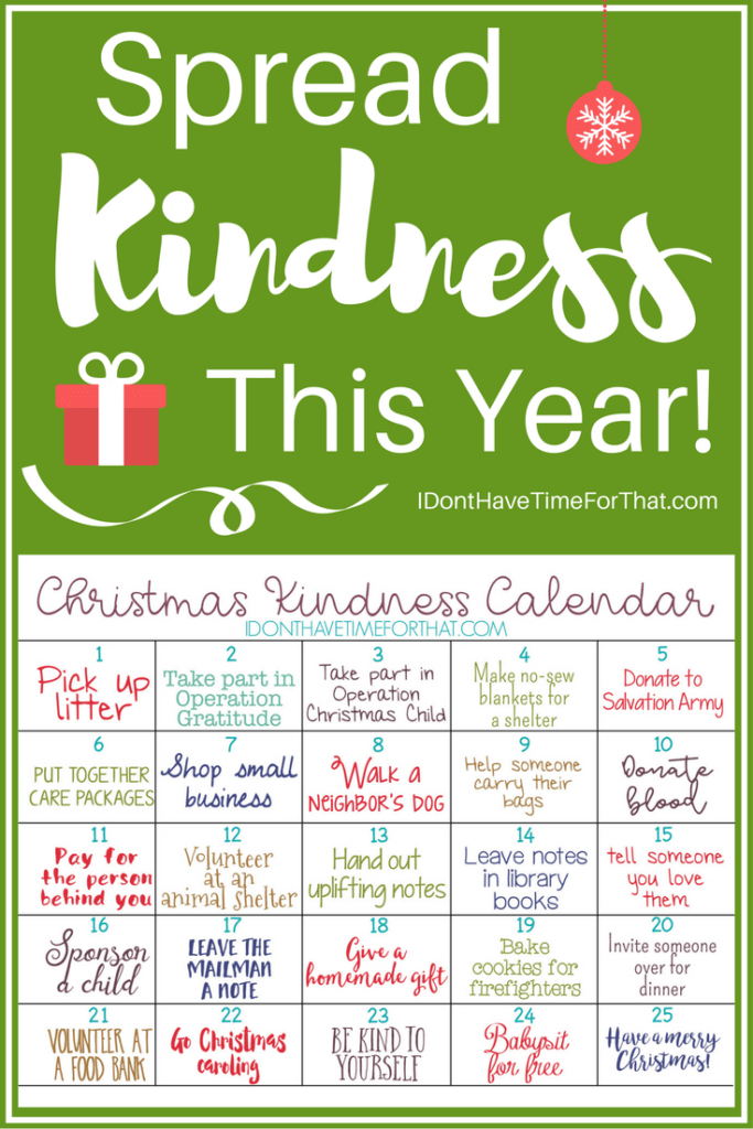 Free Printable Christmas Kindness Calendar I Dont Have Time For That