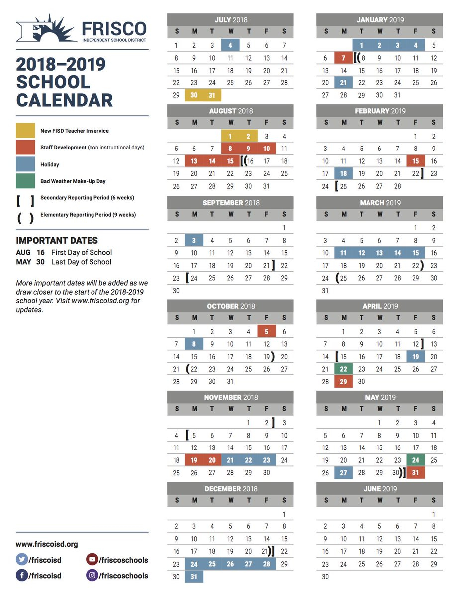 Frisco Isd 2020 2019 Calendar Calendar Online 2019