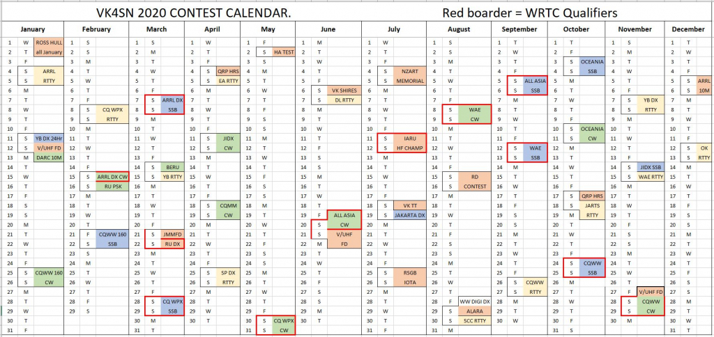 Ham Contest Calendar 2020 Calendar Template 2021