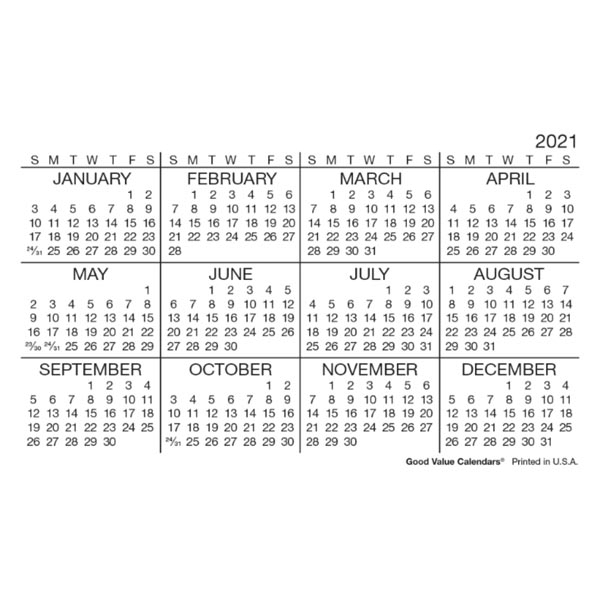 Horizontal Wallet 2021 Calendar Card Item 8752
