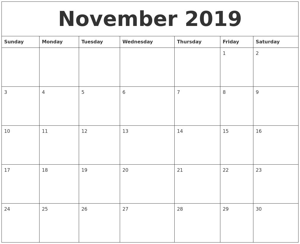 Impressive Blank Month Calendar 30 Days Calendar