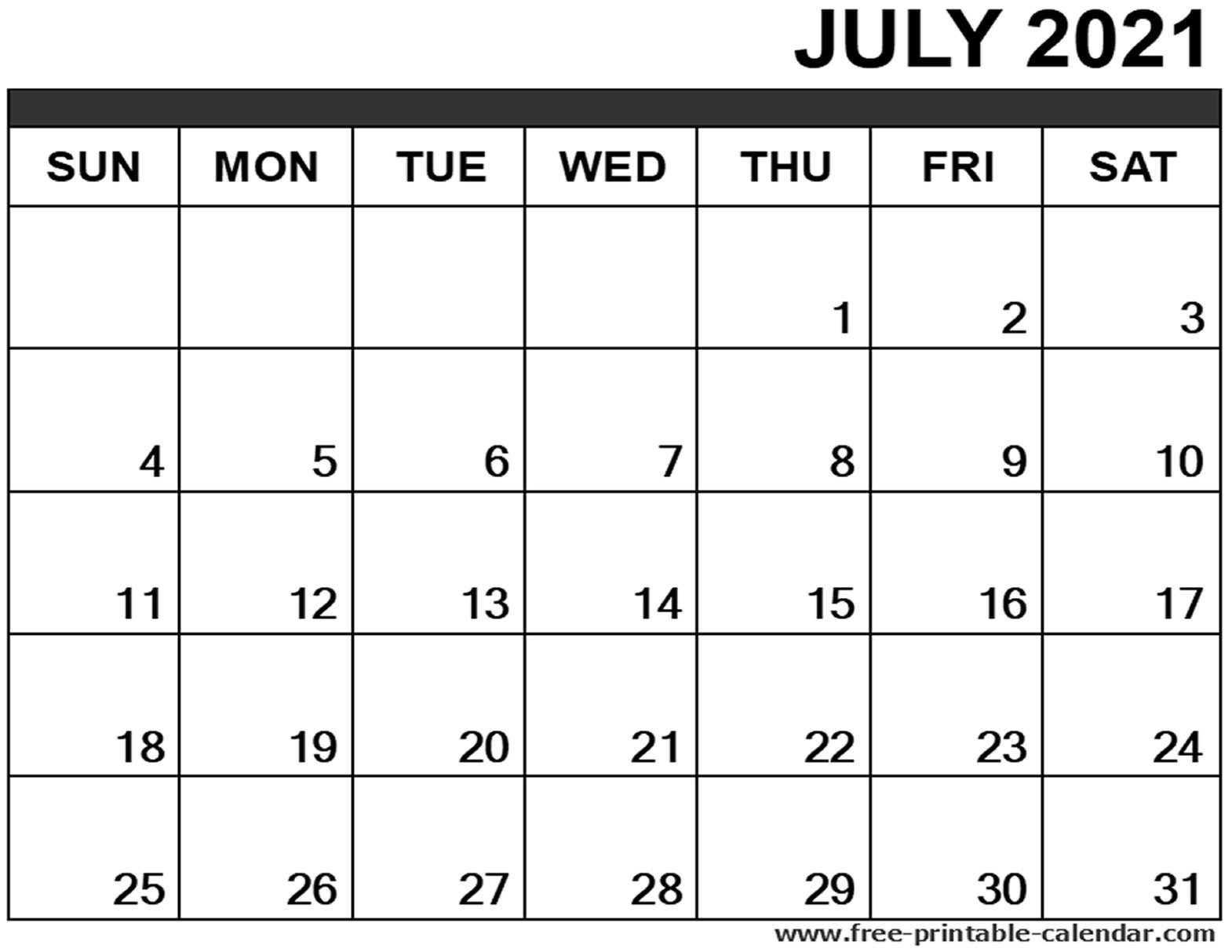 July 2021 Calendar Printable Free Printable Calendar