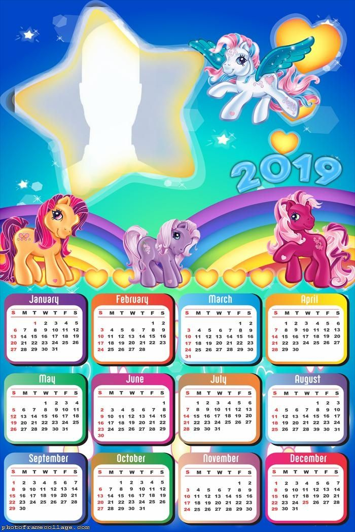 Little Pony Star Calendar 2019 Frame Photo Montage Free