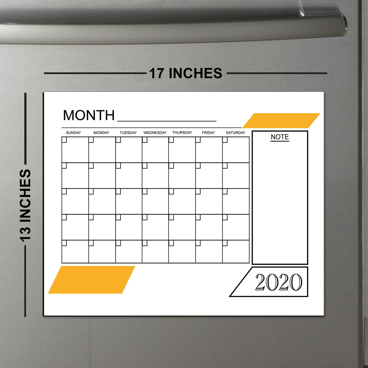 Magnetic Dry Erase Refrigerator Calendar Monthly