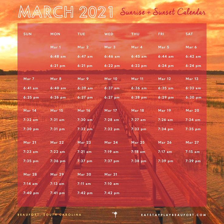 March 2021 Sunrise Sunset Calendar Beaufort South