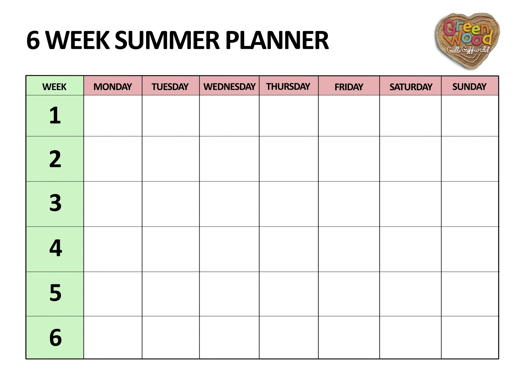 Printable 6 Week Schedule Calendar Inspiration Design
