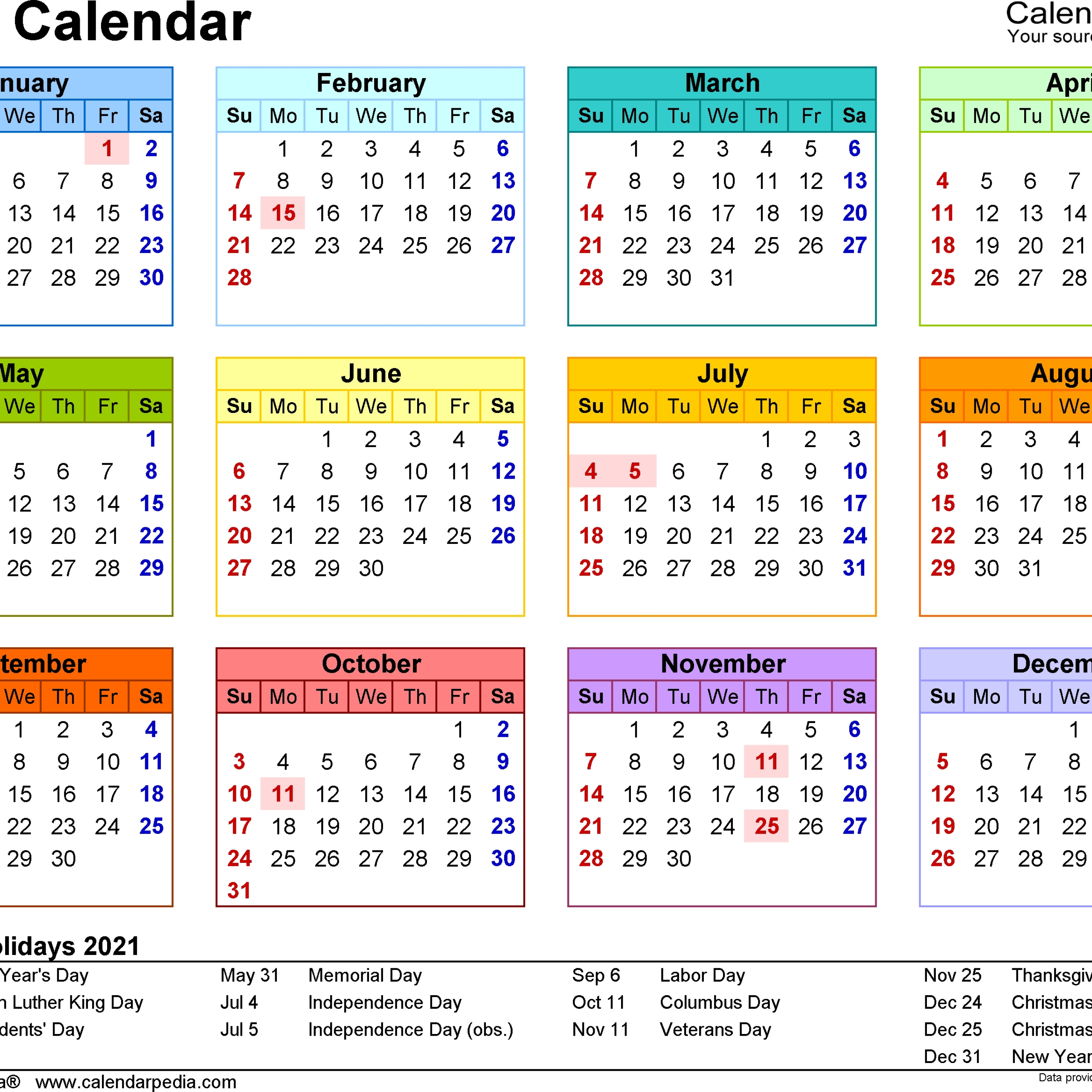 School Calendar 2021 Free 2021 Printable Calendars