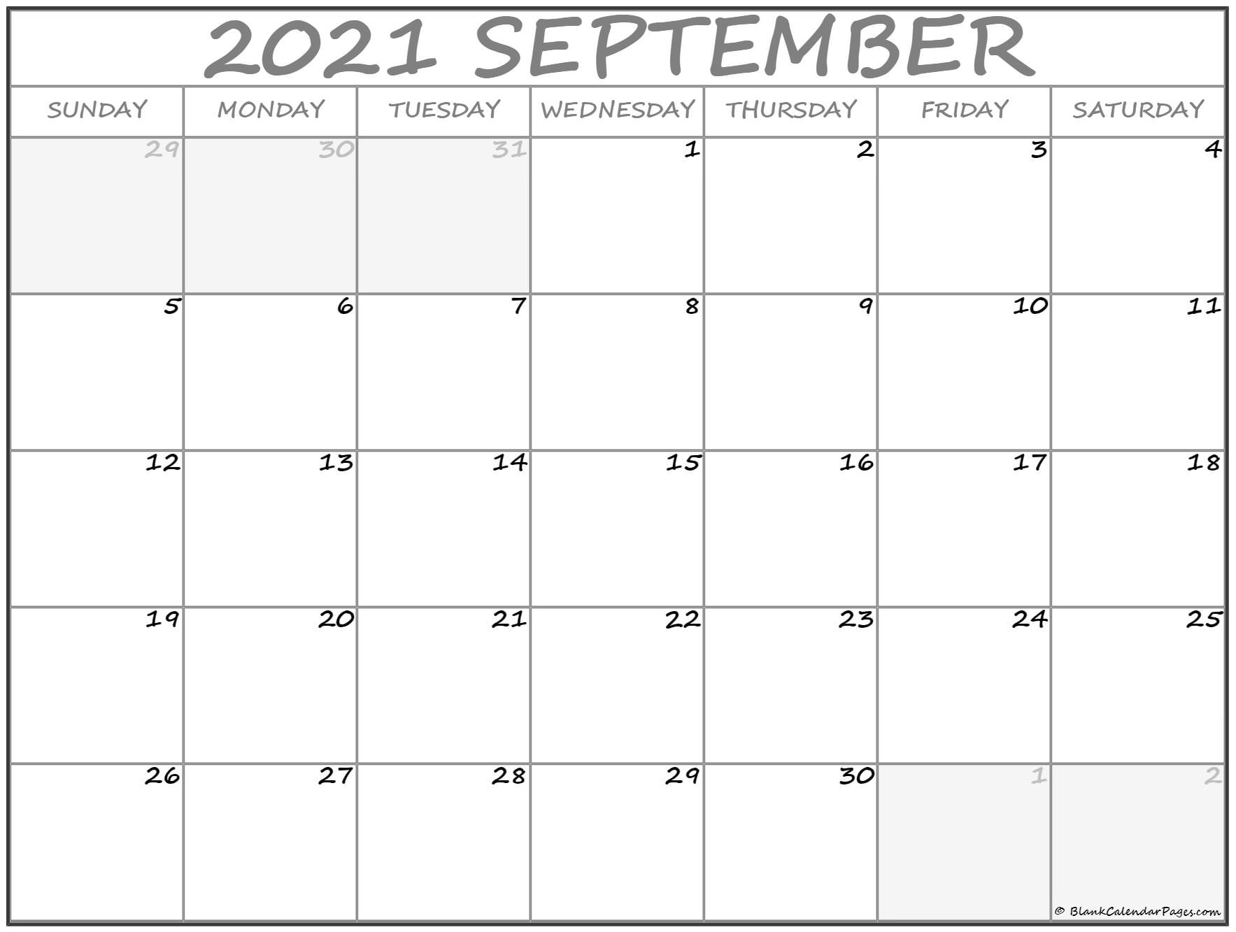 September 2021 Calendar Free Printable Calendar Templates