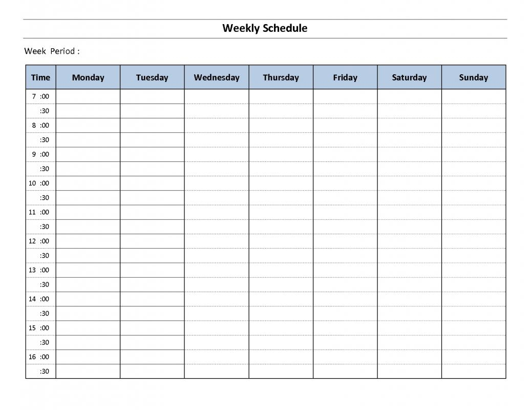 Weekly Hourly Schedule Template Shatterlion