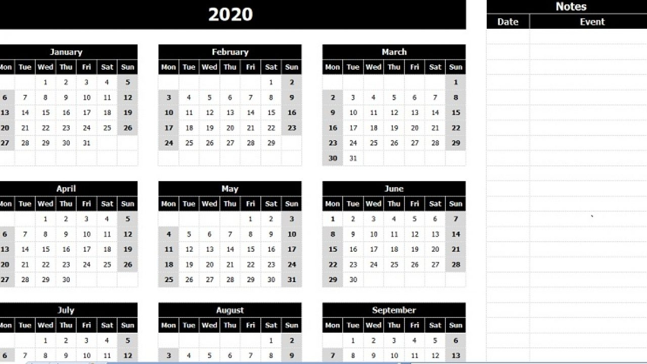 Year Calendar With Notes Ten Free Printable Calendar