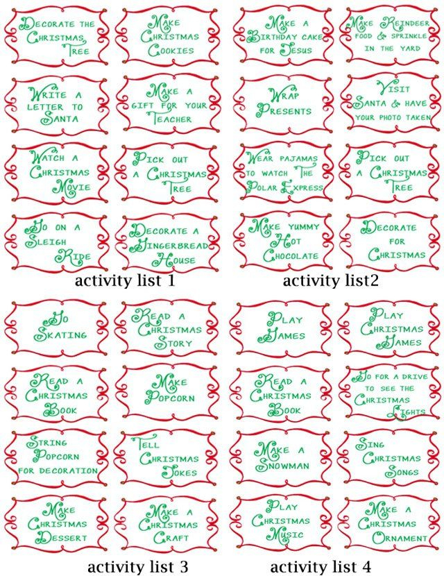 100 fun advent calendar countdown activity ideas free
