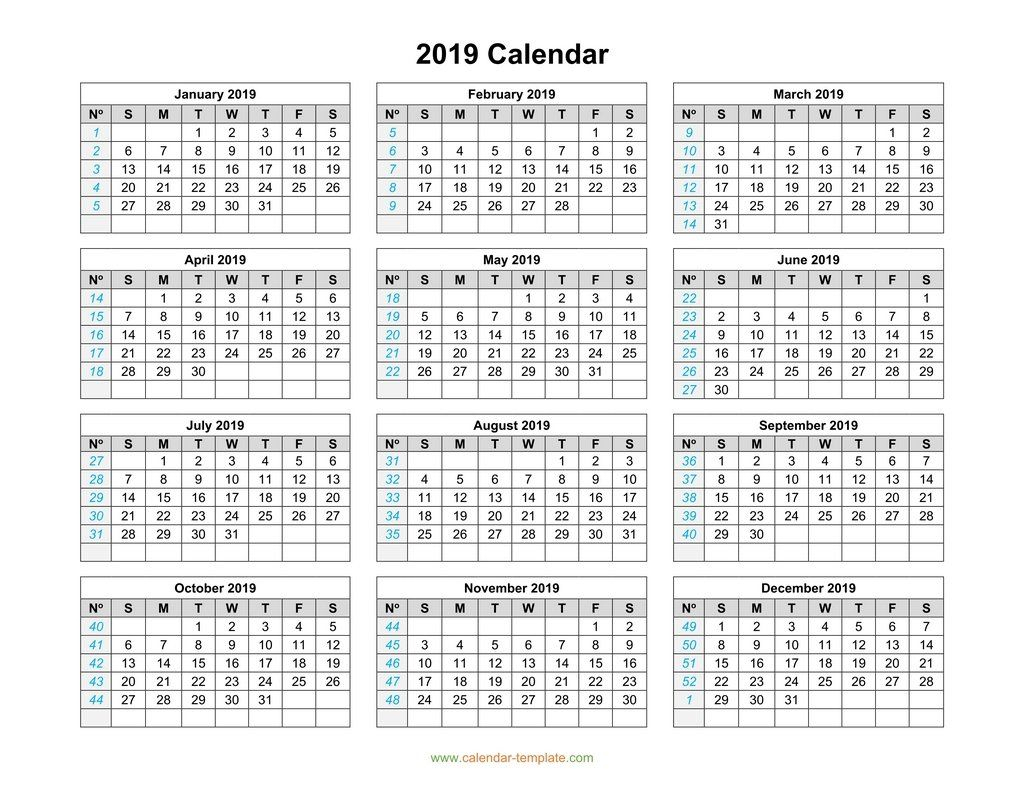 2019 Monthly Calendar Templates Calendar 2019 Template