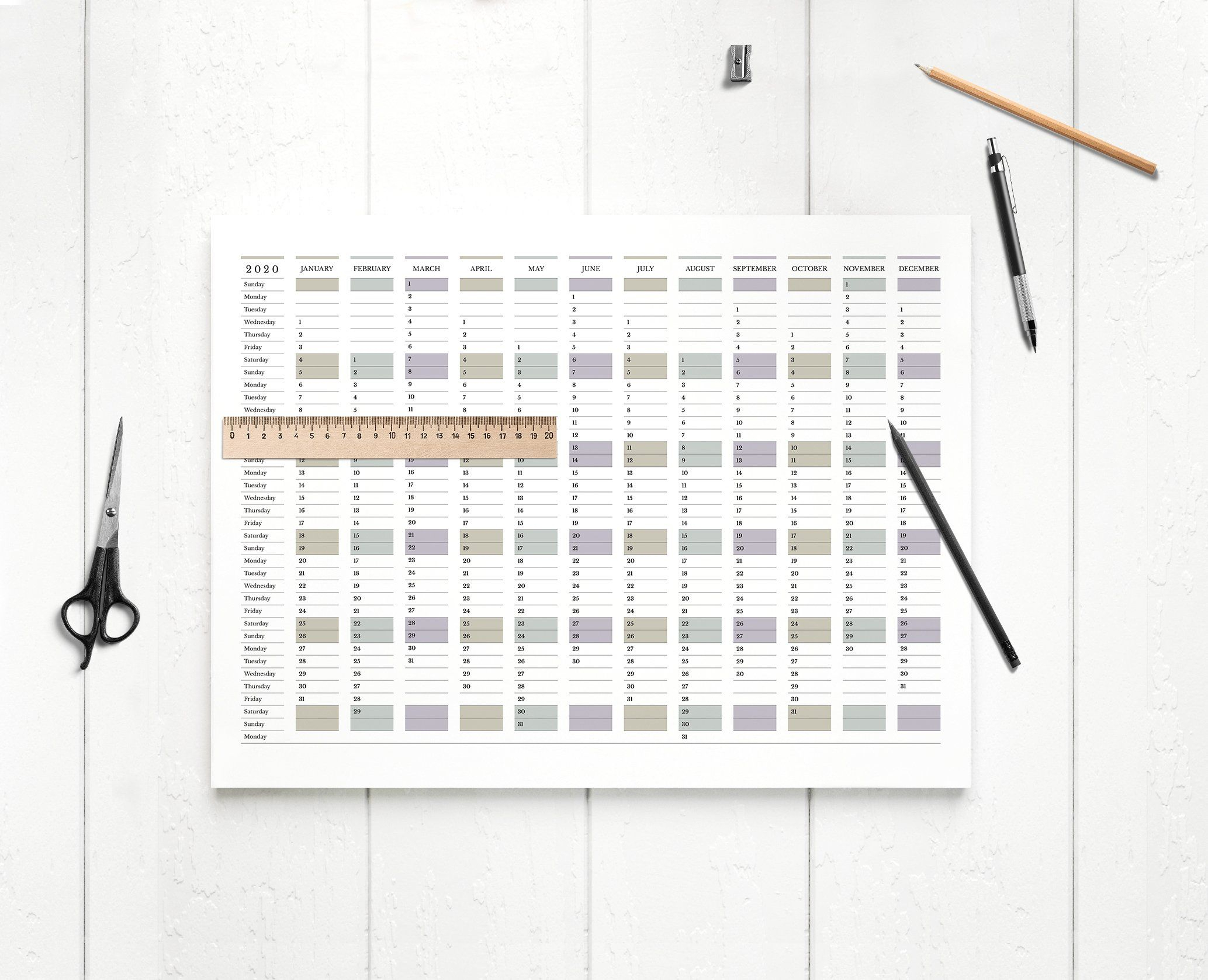 2020 Customizable Yearly Planner L Customizable Calendar Calendar Template Creative Market