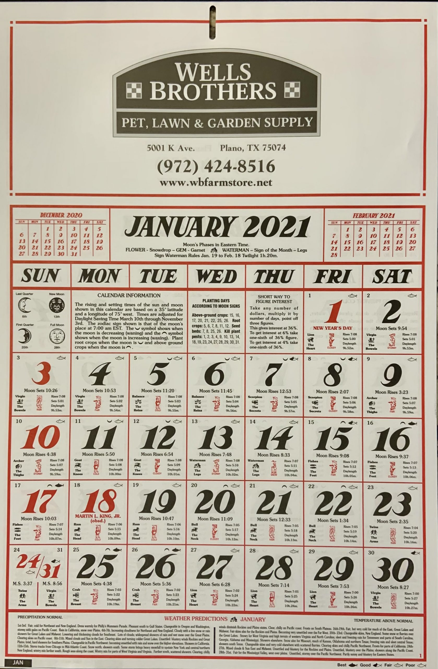 2021 almanac calendar from wells bros pick one upwells
