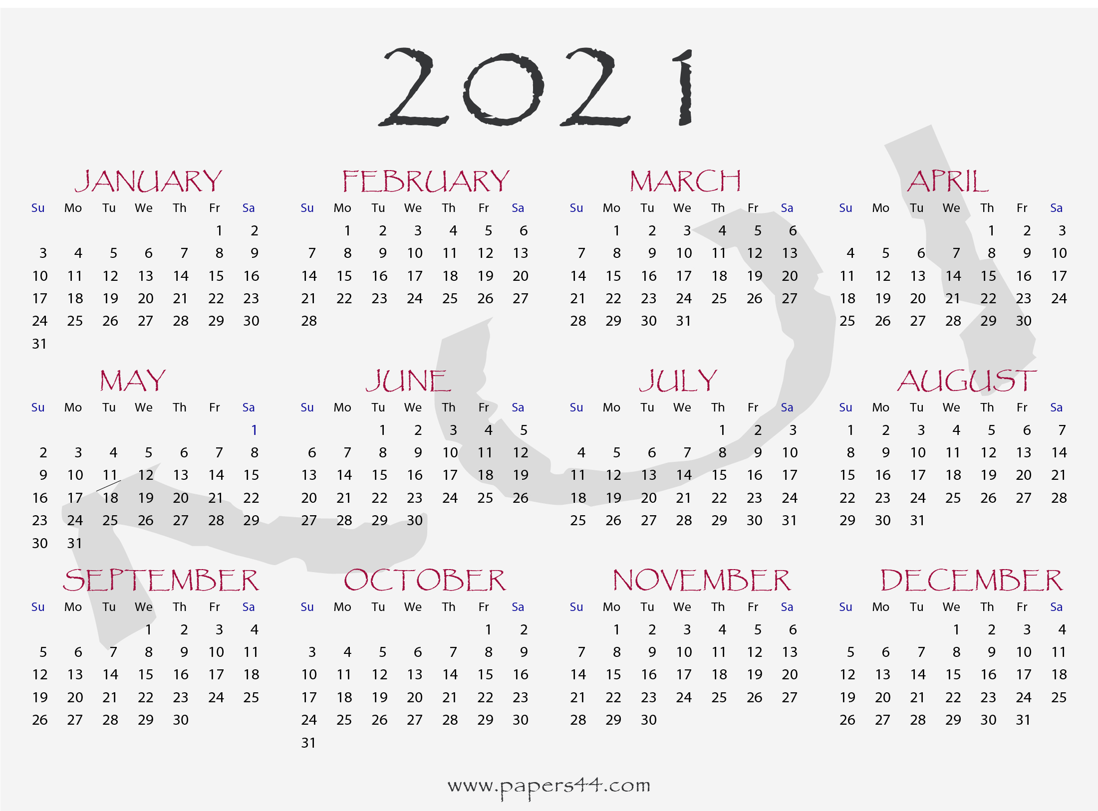2021 calendar download templates
