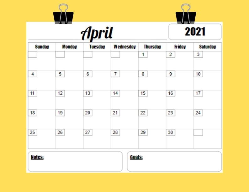 2021 Calendar Printable Template 12 Month 8 5 X 11 Instant 1