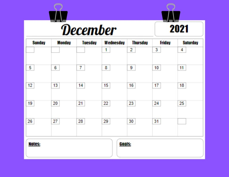 2021 Calendar Printable Template 12 Month 8 5 X 11 Instant 2