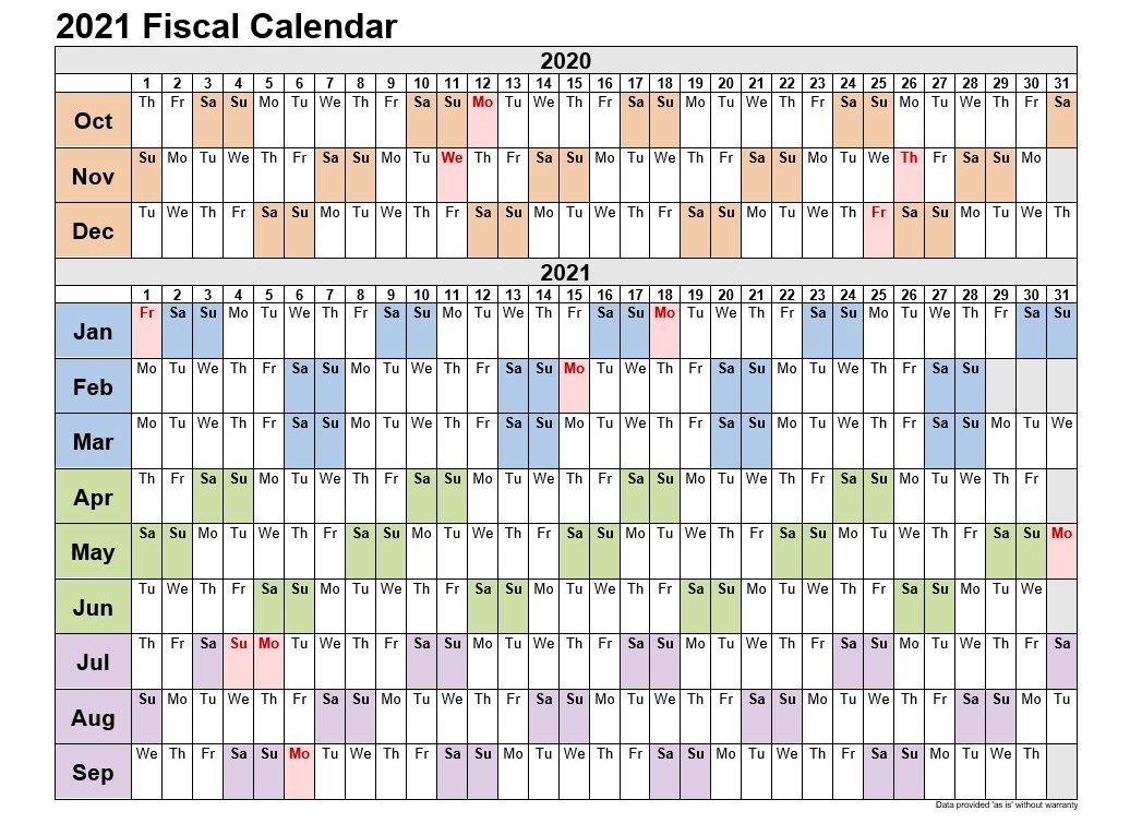 2021 Fiscal Calendar Printable Calendars 2021