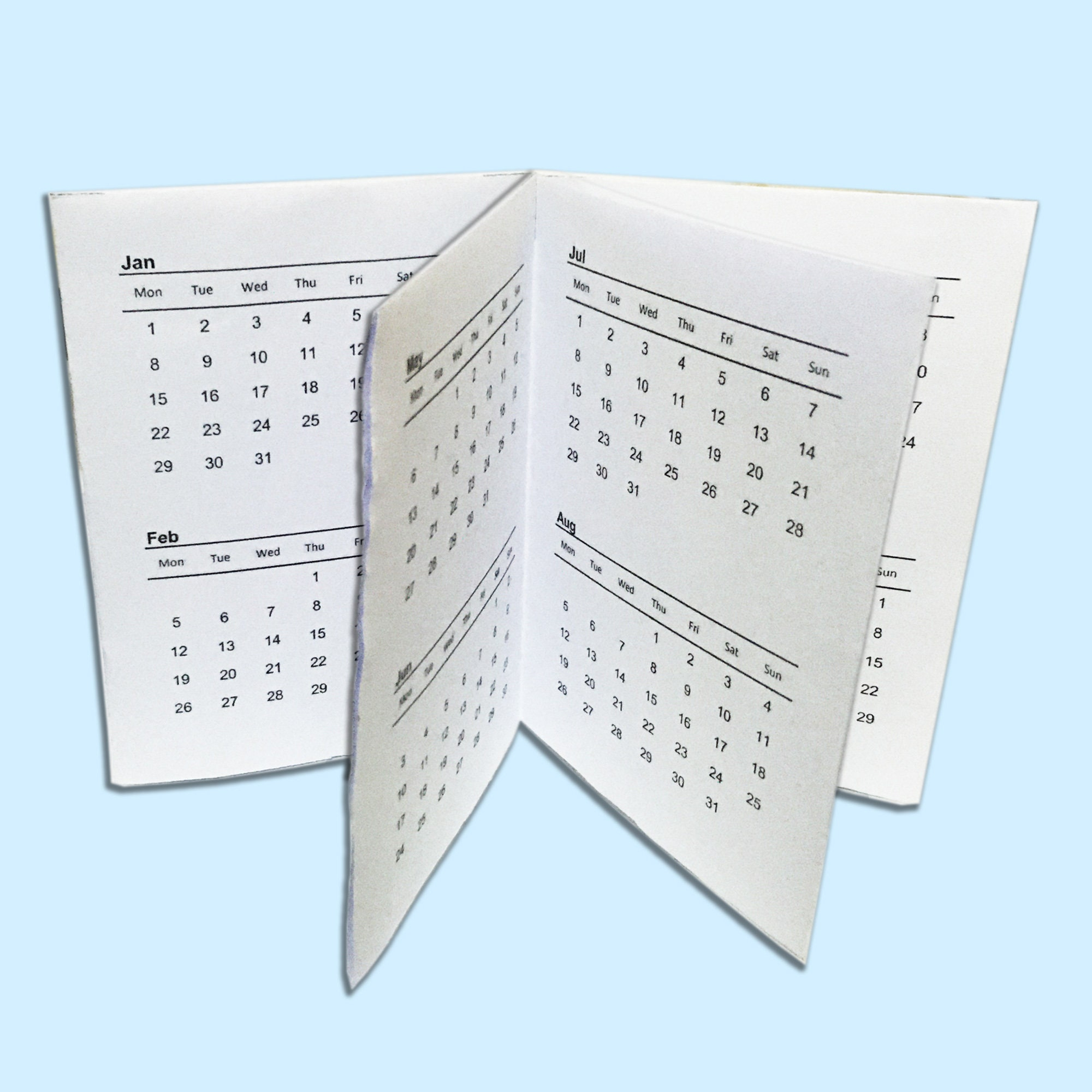 2021 Pocket Mini Calendar 8 Page Foldable Printable A7