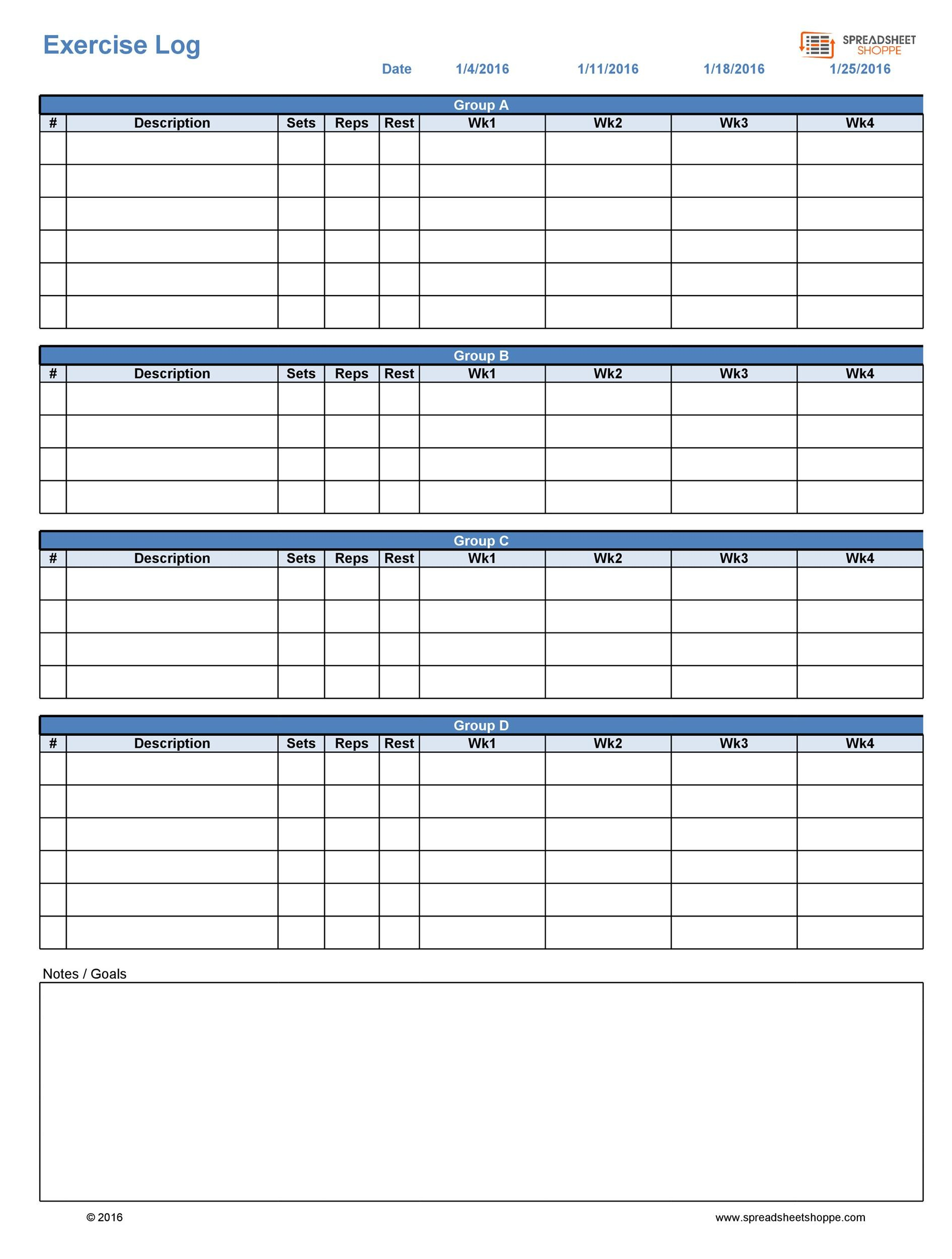 40 Effective Workout Log Calendar Templates E19085 Templatelab