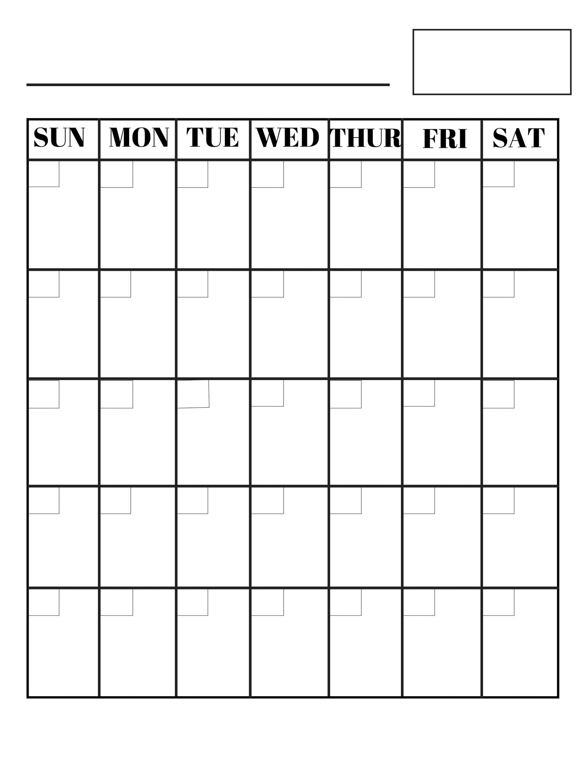 8 5 X 11 Inch Blank Calendar Page Template Instant 1