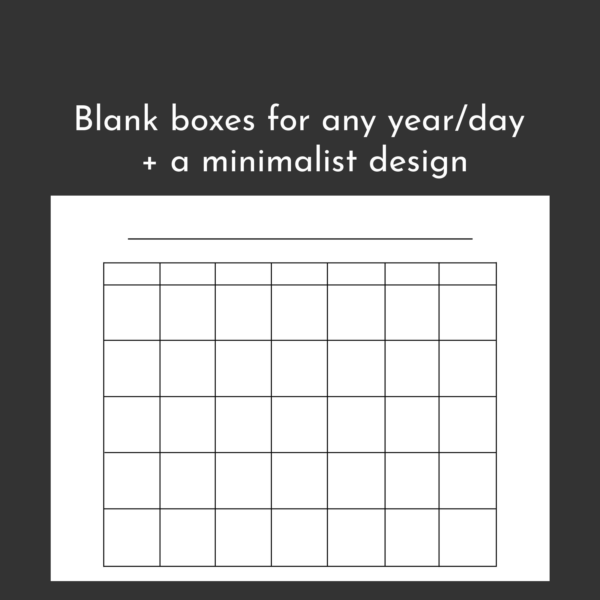 8 5 X 11 Inch Blank Instant Download Printable Calendar