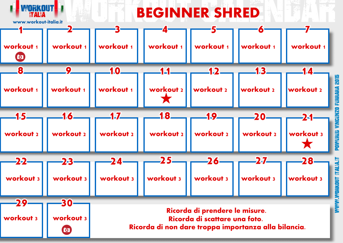 Beginner Shred Workout Workout Italia Shred Workout