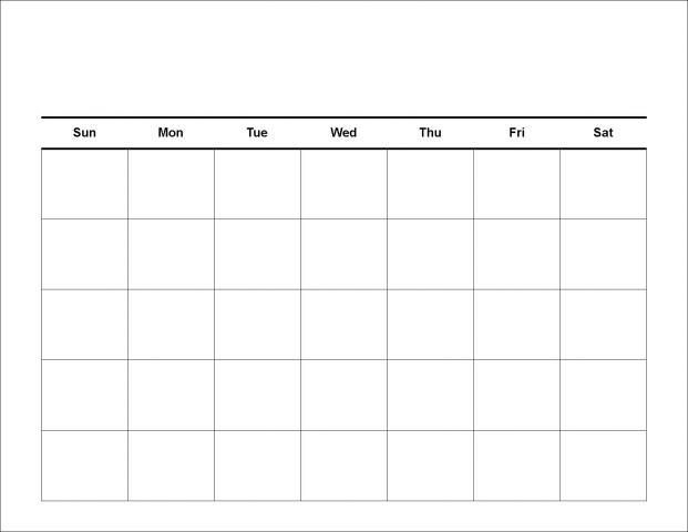 Blank 30 Day Calendar Printable Calendar Template