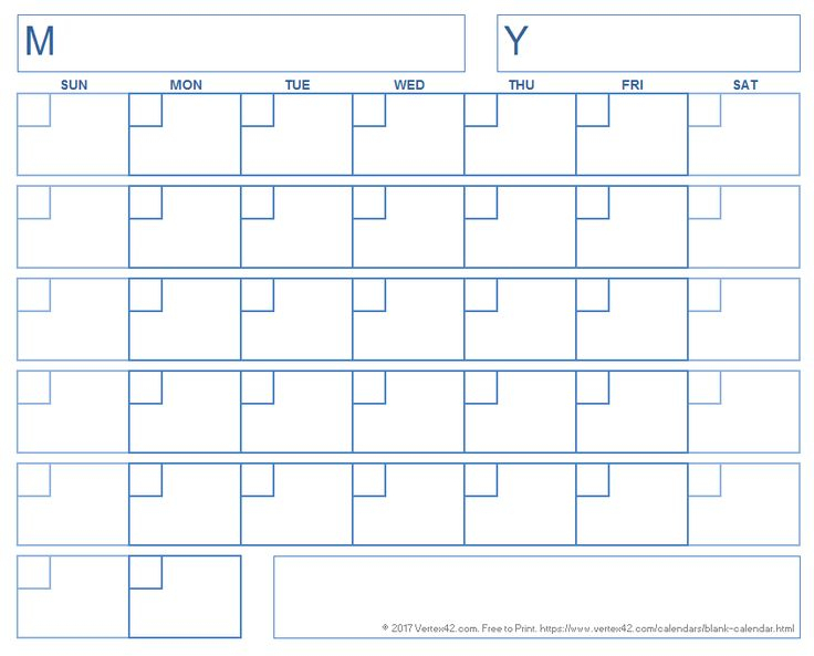 Blank Calendar With A Boxed Grid Weekly Calendar