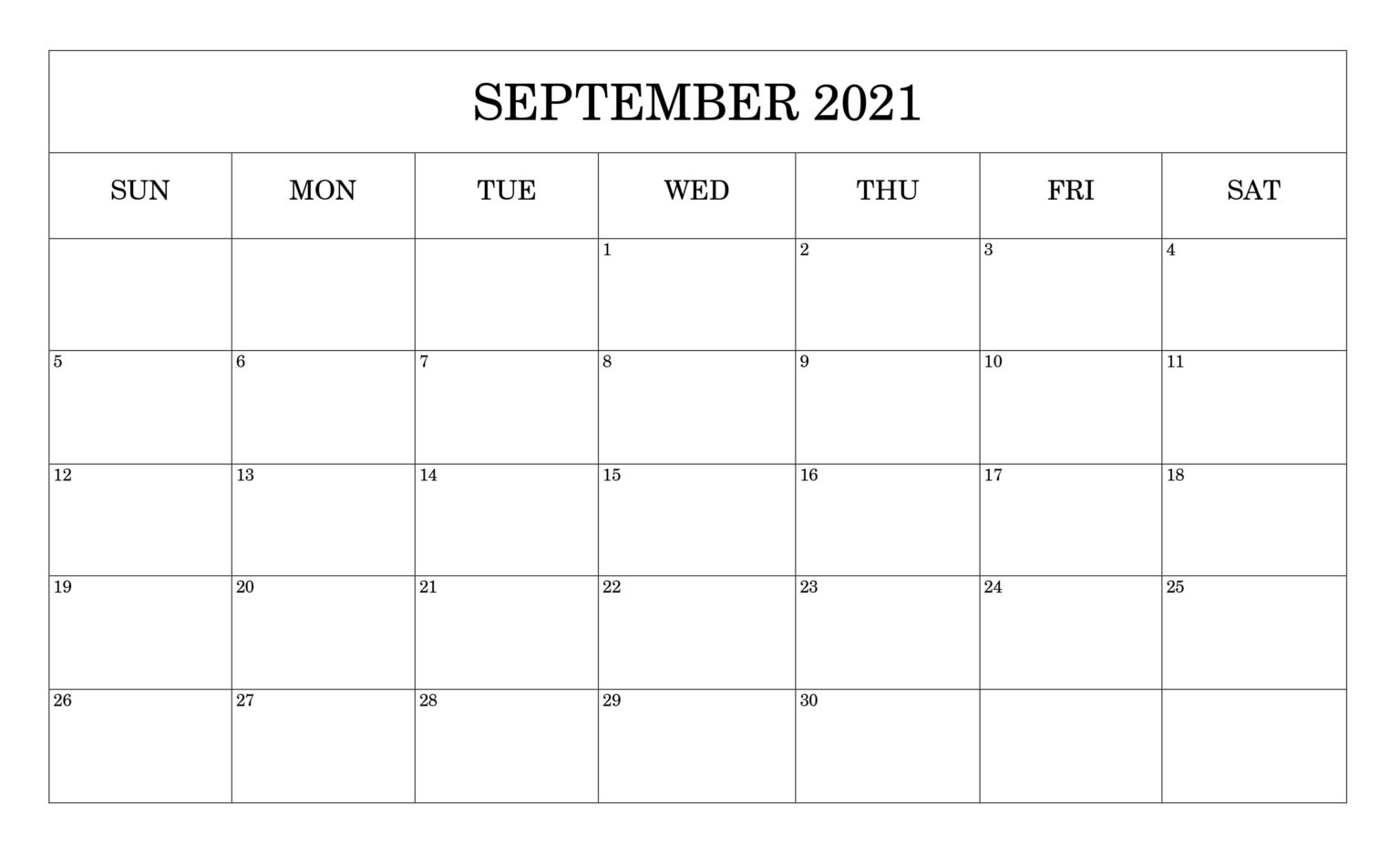 Blank September 2021 Calendar Create Holiday Calendar