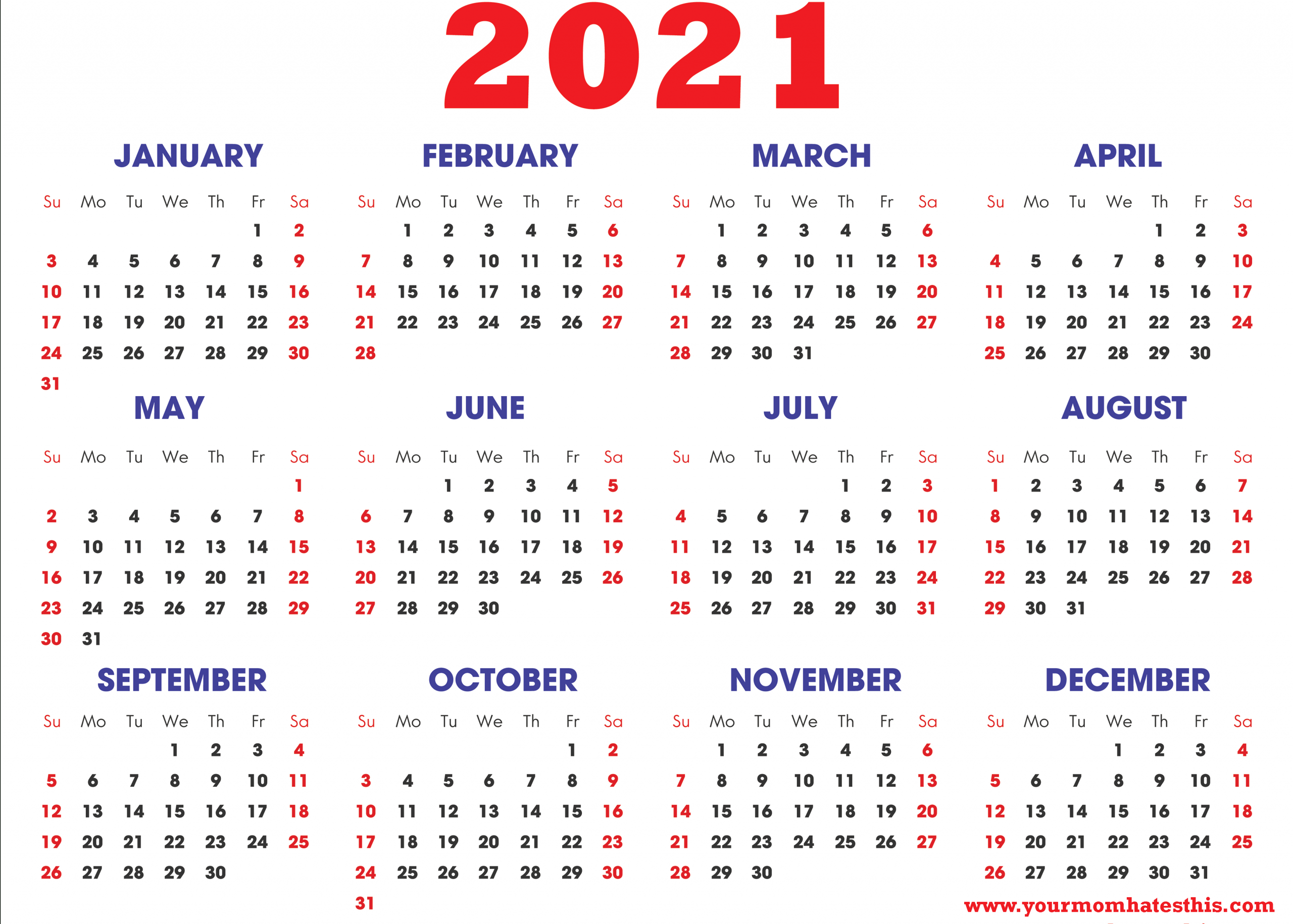 Business Calendars For 2021