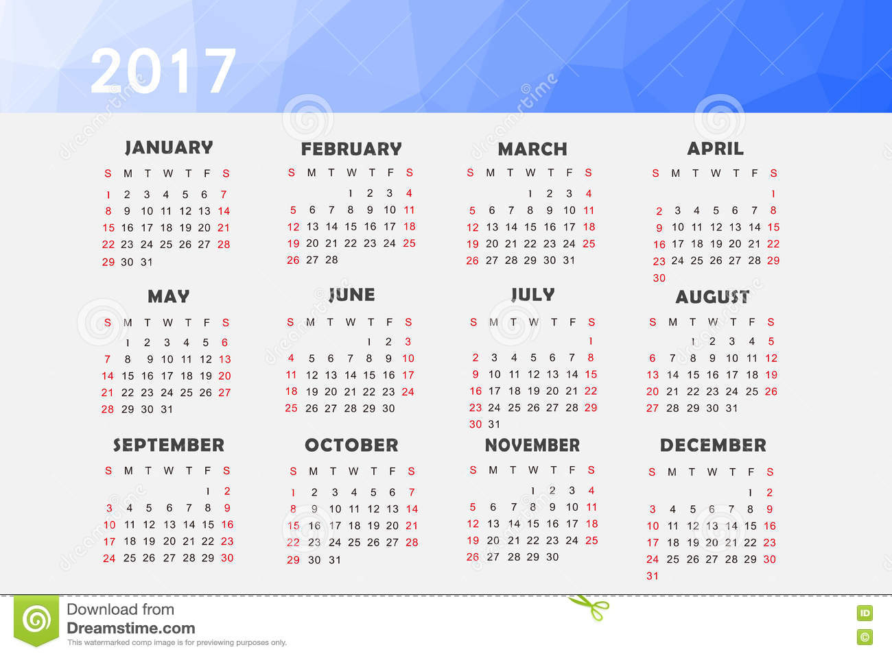 Calendar For 2017 Stock Illustration Illustration Of
