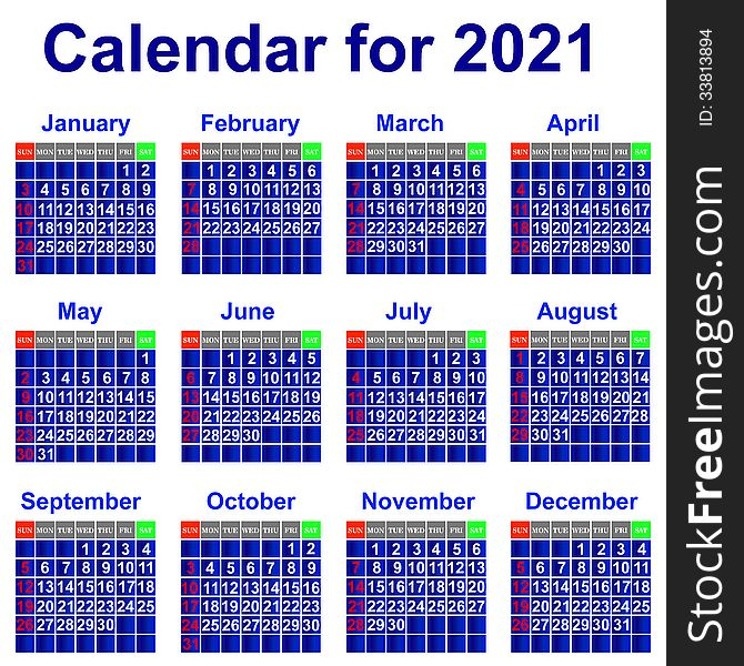 Calendar For 2021 Year Free Stock Images Photos